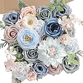 YiYunFloral Artificial Flowers Box Blue Pink Silk Fake Rose for DIY Wedding Bridal Bouquets Cake Floral Arrangement Table Centerpieces Baby Shower Birthday Party Home Decor