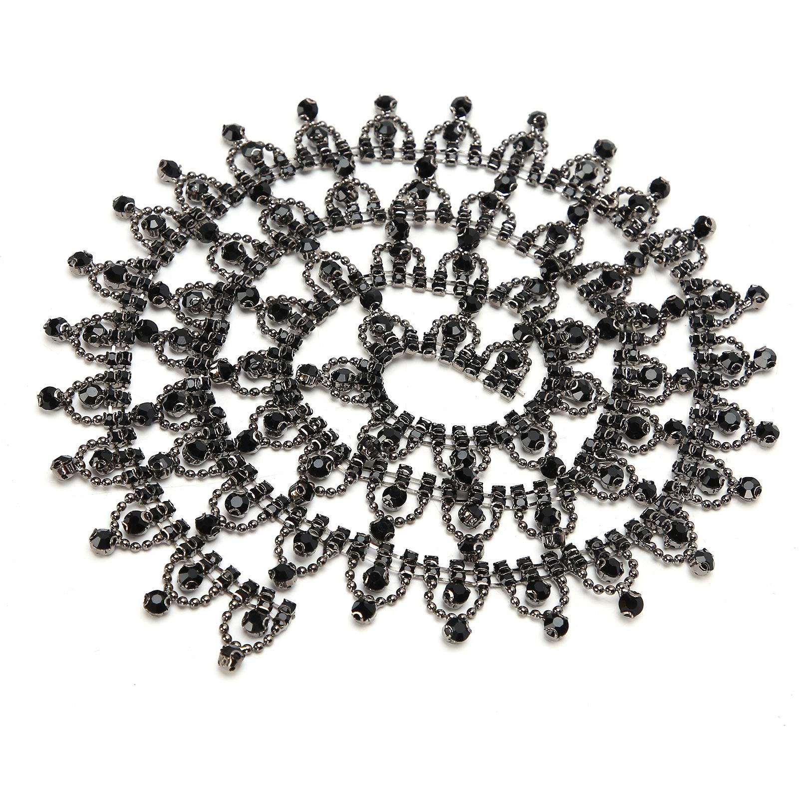 Black Rhinestones Chain 1 Yard Rhinestone Tassel Fringe Chain Diamond Trim Ribbon Belly Dance Decoration for Shoes Clothes Applique Decotaion