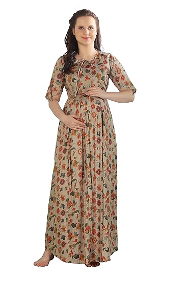 Womens Printed Long Maternity Nightdress