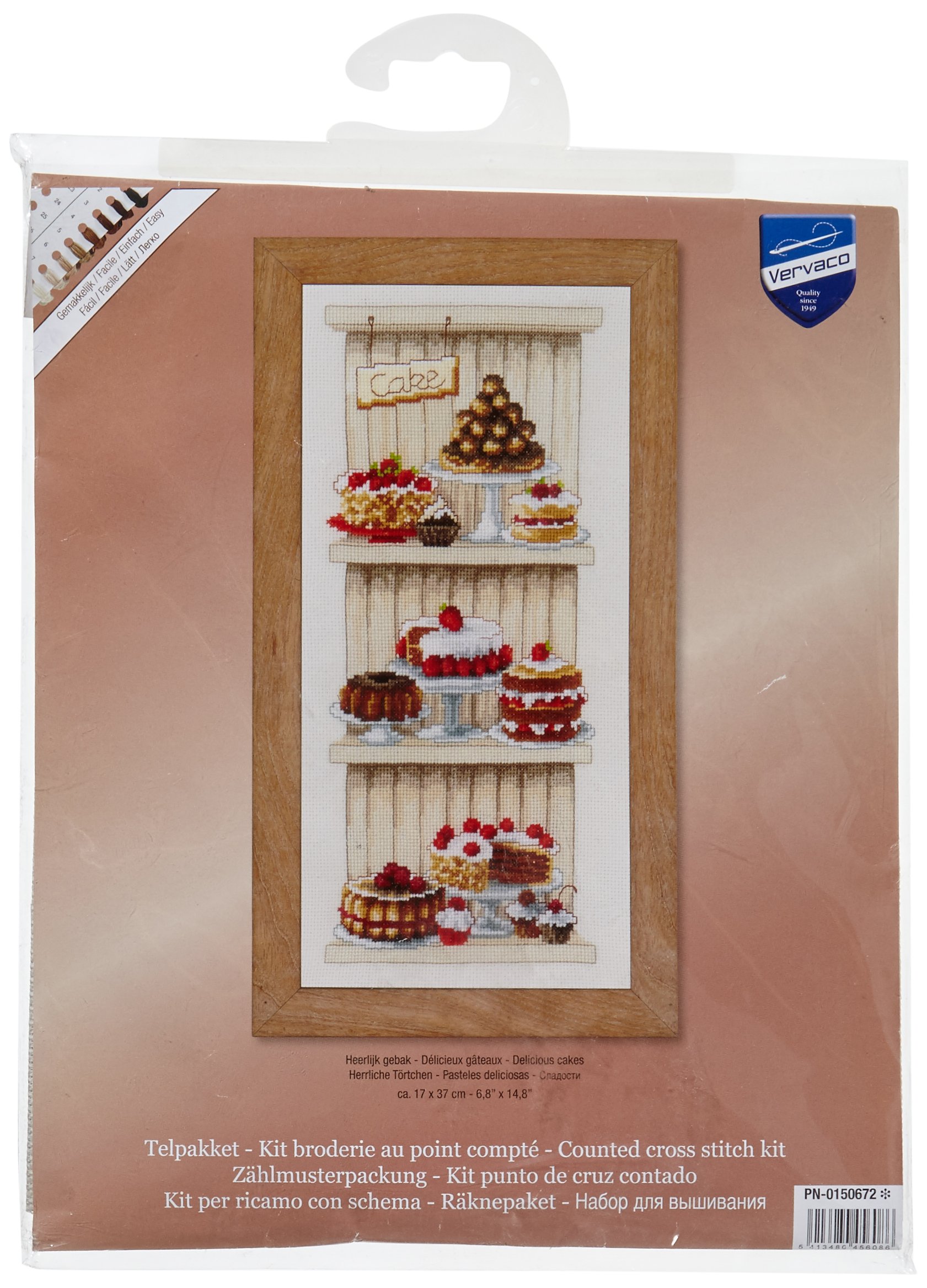 Vervaco Counted Cross Stitch Kit: Delicious Cakes, Other, NA, 17 x 37cm