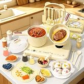 Gotoofun Kids Cooking Sets Real Electric Dual Stove Montessori Mini Kitchen for Real Food Making Safe Utensils, Apron &amp; Cookware - Great for Pretend Play Learning
