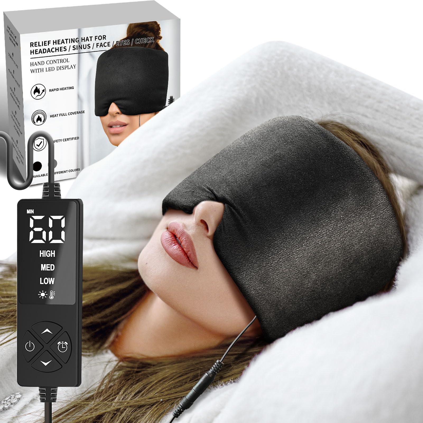Photo 1 of sticro Extra Large Moist Heat Sinus Relief Mask, Reusable Warm Compress Heated Eye Mask Face Heating pad Eye Pillow for Sinus Pressure Relief, Dry Eyes, Migraine, Tension, Stress, Headache(Small)