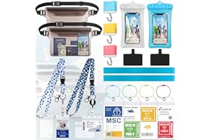 MOYISEA Cruise Ship Essentials 2025 - Complete Cruise Must-Haves Kit with Waterproof Fanny Packs(Translucent Black), Adjustable Lanyards, Magnetic Hooks, Luggage Tags, Waterproof Phone Cases & Towel Bands