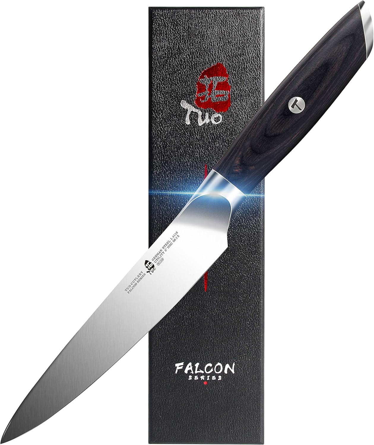 TUO Kitchen Utility Knife 5 inch Steak Knife German Steel Pakkawood Handle Falcon Series