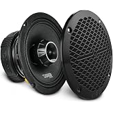 DS18 PRO-ZT6 6.5-Inch 2 Way Pro Audio Midrange Speakers with Built-in Bullet Tweeter 4-Ohms 450W Max 225W RMS Water Resistant - Black Metal Mesh Grill Included (1 Speaker)