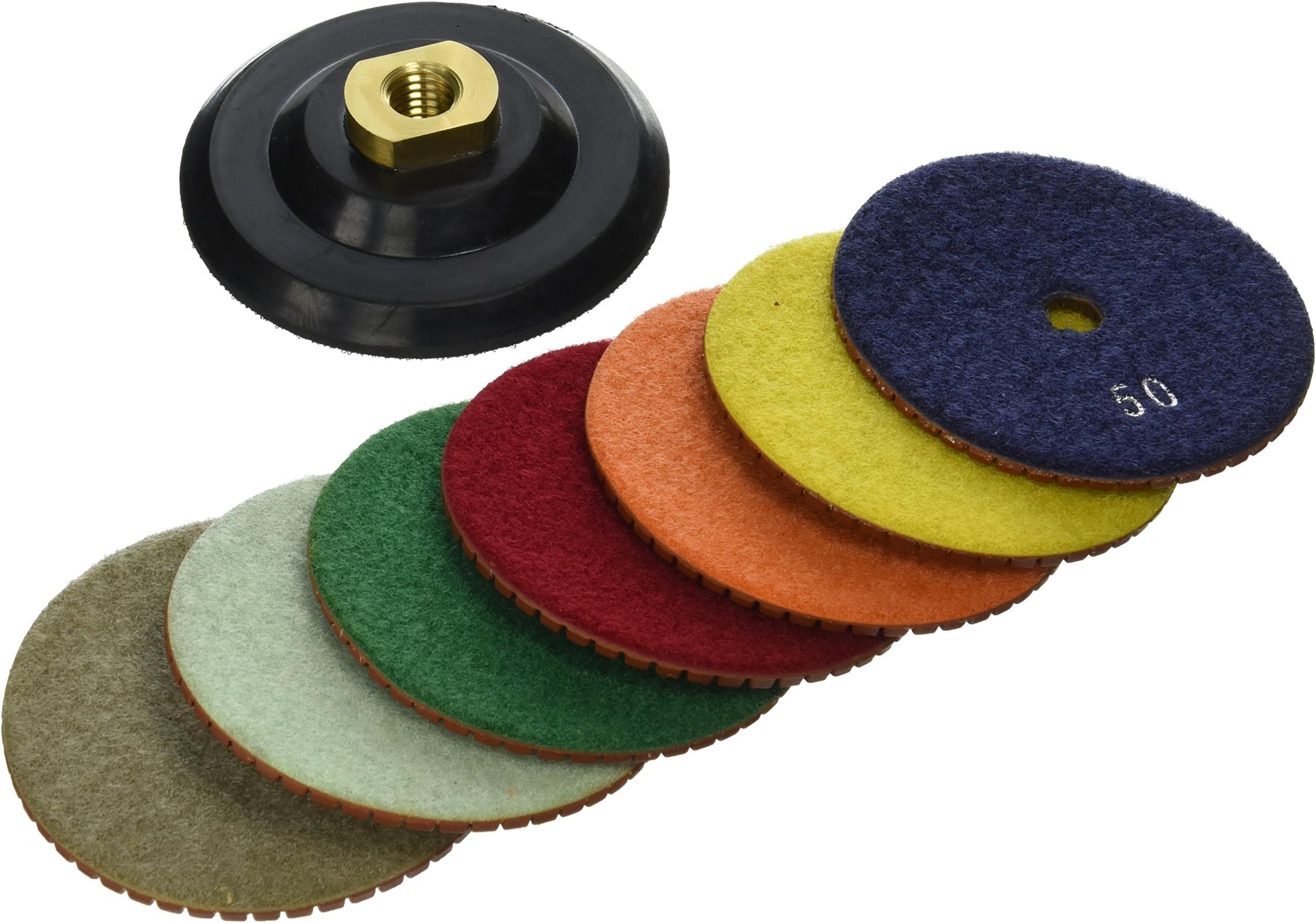 ToolocityJHXR224SETW 4-Inch JHX Metal Bond Diamond Polishing Pads with Back Holder, Set of 7