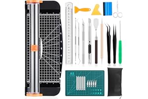 Famomatk 27PCS Craft Weeding Tools for Vinyl Kit,Utility Knife Vinyl Weeding Tool Set with 12Inch Paper Cutter Trimmer for Scrapbooking,Silhouettes,Cameos,DIY Art Crafting,Cutting,Splicing,Cardstock