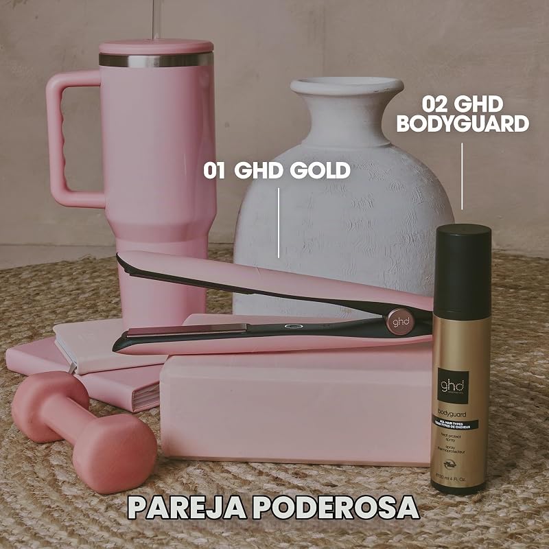 Gold Plancha de Pelo Profesional para cabello liso y sedoso con mayor brillo - Rosa Pastel