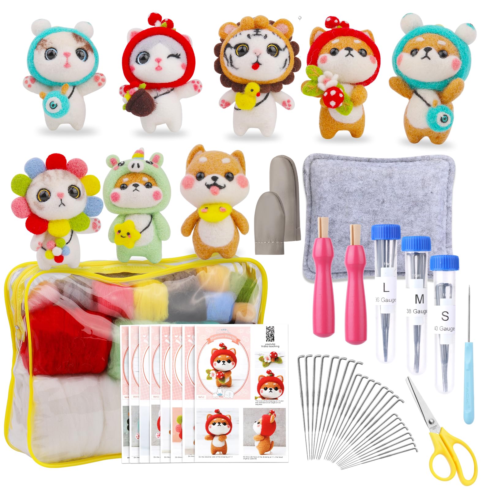 SUVSOON Needle Felting Kit for Beginners, Wool Felting Kits Includes 8 Pcs Animal Instructions Felting Pad Needle Felting Basic Tools, Complete Needle Felting Tools and Supplies — image 1