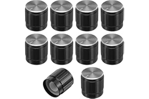 BRUISLARD 10Pcs Floor Lamp Knob Table Lamp Switch Replacement, 6mm Rotary Switch Knob, 17x17mm (Black)