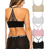 Seamless Lace Racerback Bralette for Women Seamless Sports Bra Removable Pads Wireless Bra Small-2XL Plus Size 4 Pack