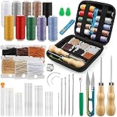 Upholstery Repair Kit, Leather Sewing Kit with Upholstery Thread Cord,Large-Eye Stitching Needles, Awl and Thimble, Leather W