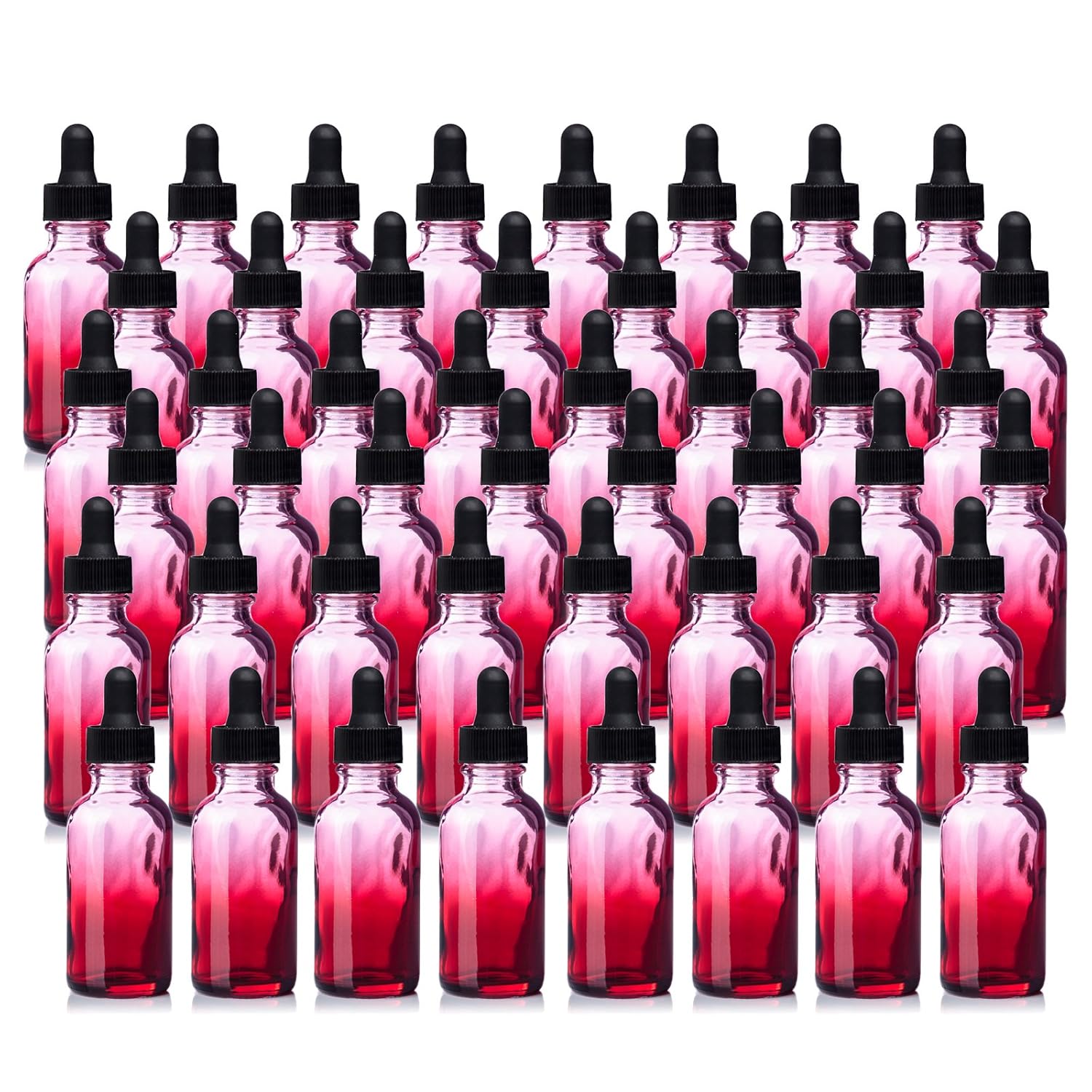 1 OZ Red Shaded Glass Boston Round Bottle Glass Pipette w/ black rubber bulb- Pack of 48 (Red Shaded)