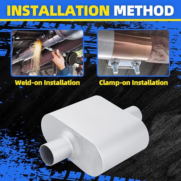 PICLAFE UNIVERSAL MUFFLERS SINGLE CHAMBER 3″ INLET 3″ OUTLET 17.3″ OVERALL LENGTH, ALUMINIZED STEEL PERFORMANCE MUFFLER FOR CARS, TRUCKS