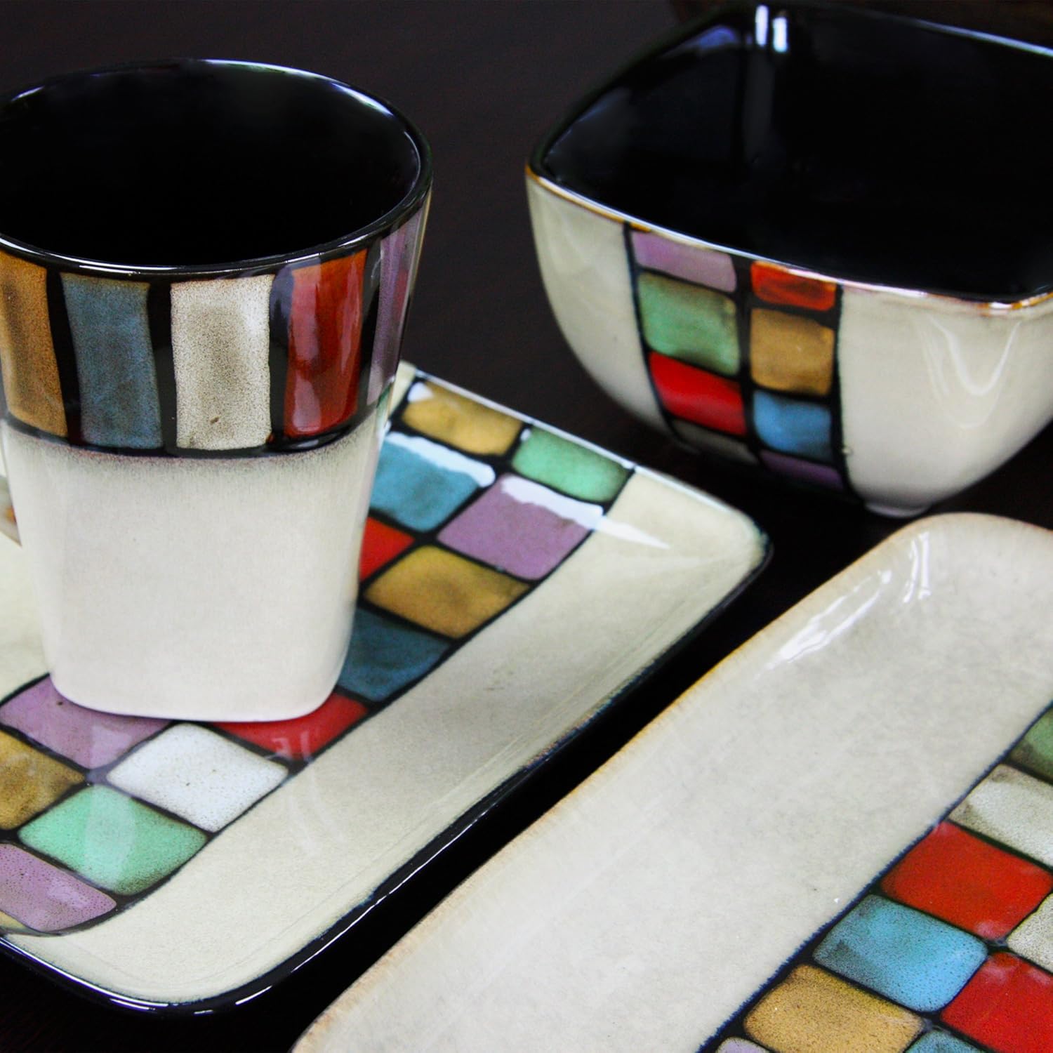 ELAMA COLOR MELANGE 16PIECE STONEWARE DINNERWARE SET DINNER PLATES