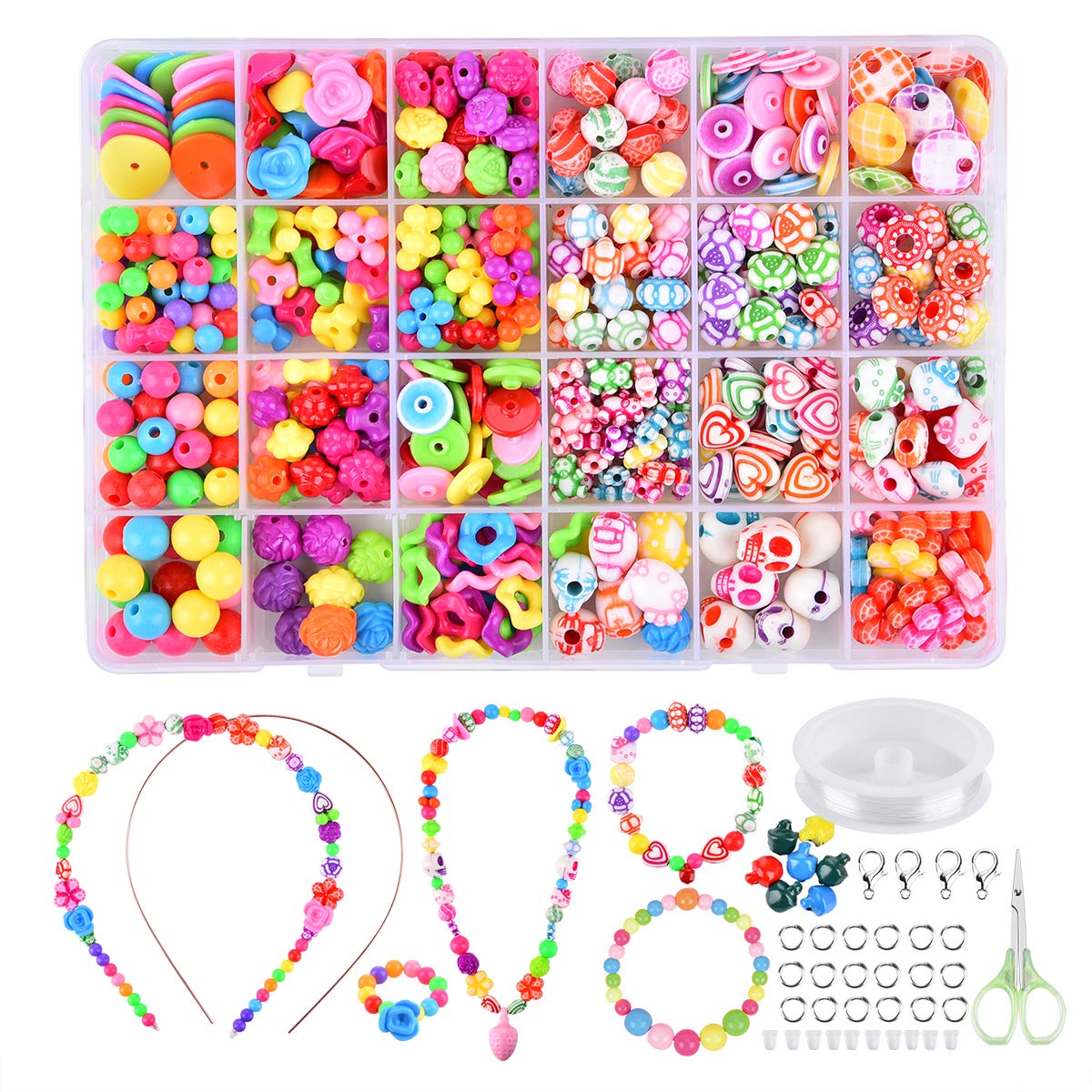 Miavogo Kids Toys for 4 5 6 Years Old Girls Boys - Children DIY Beads Set, Bead Crafts Jewellery Making Friendship Bracelet Necklaces Arts Kits