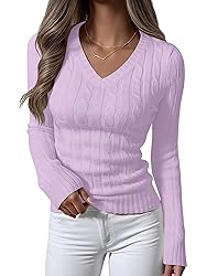 ANRABESS Womens Long Sleeve Cable Knit Sweater 2025