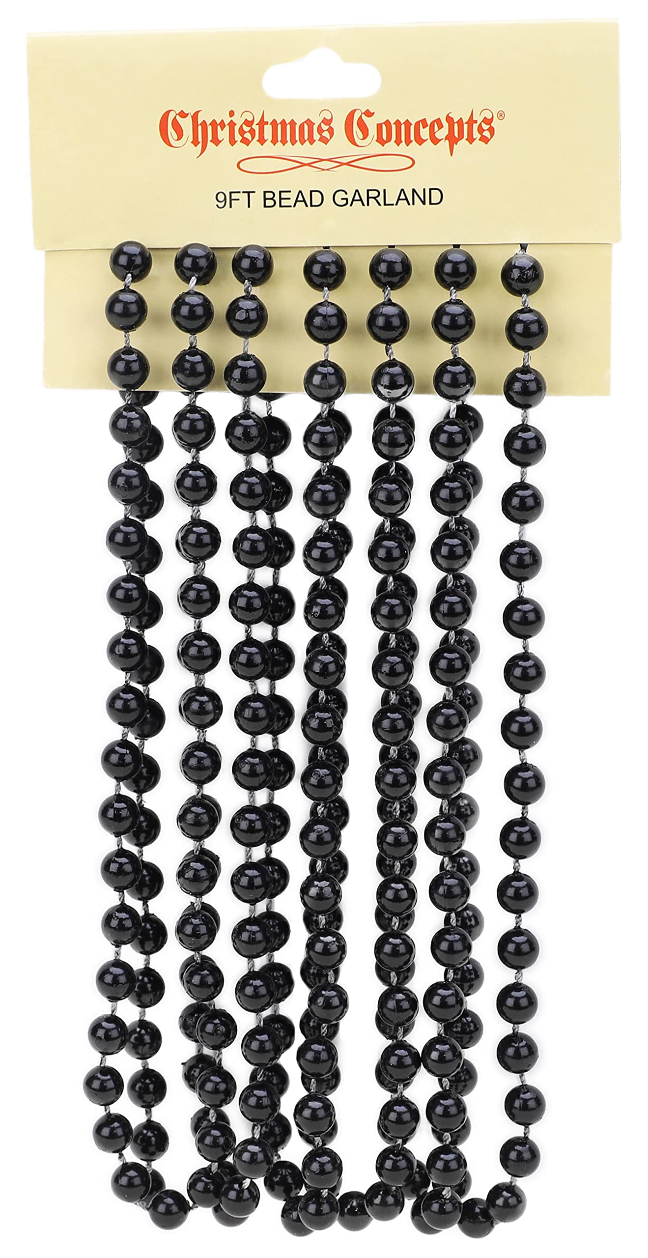Christmas Concepts® 9ft Christmas Bead Chain - Christmas Bead Garlands - Decorations (Black)