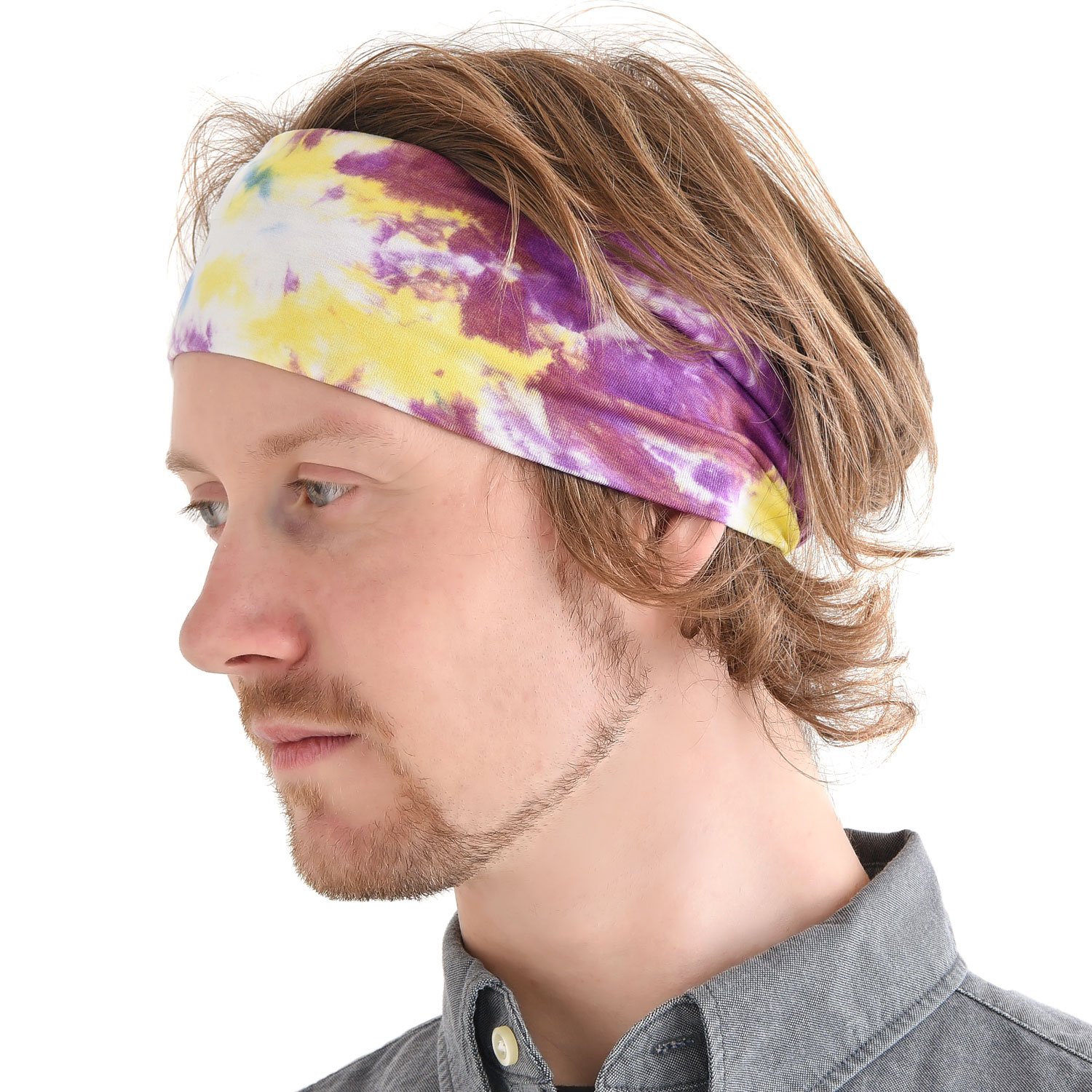 CHARM Boho Hippie Tie-Dye Turbans - Elastic Head Wrap Hair Band Bandana Stretch Hairband Tie-Dye C
