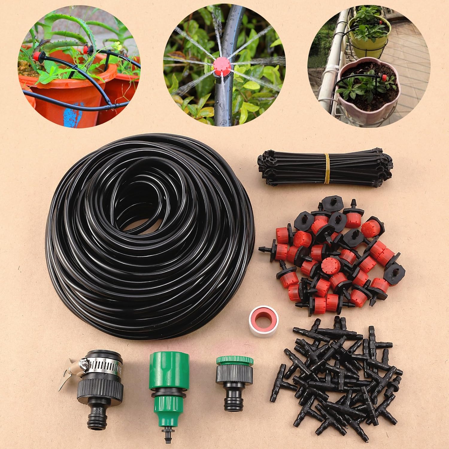SurePromise 25M Micro Flow Drip Watering Irrigation Kit System Self ...