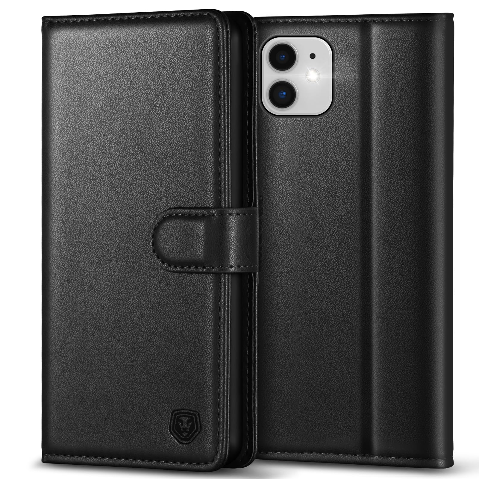 Kuafcase Compatible for iPhone 11 Case with 4 Card Slots Magnetic Closure Kickstand Shockproof Protective Phone Case Compatible for iPhone 11 - Black — image 1