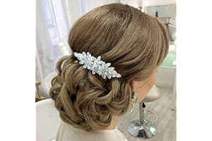 Sooshin Bridal Hair Comb, Crystal Wedding Headpiece for Brides, Rhinestone Hair Accessory for Women and Girls (Silver, 3.27*1.97 inches, Adjustable)