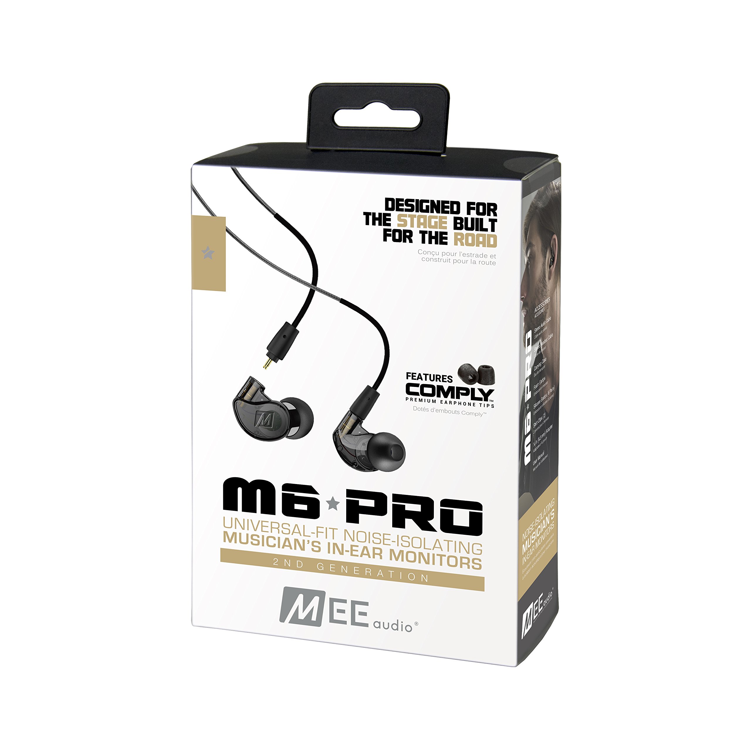 MEE audio M6 PRO 2nd generation Universal-Fit Noise-Isolating Musicians’ In-Ear Monitors with Custom-Engraved Text Metal Plates (Smoke)