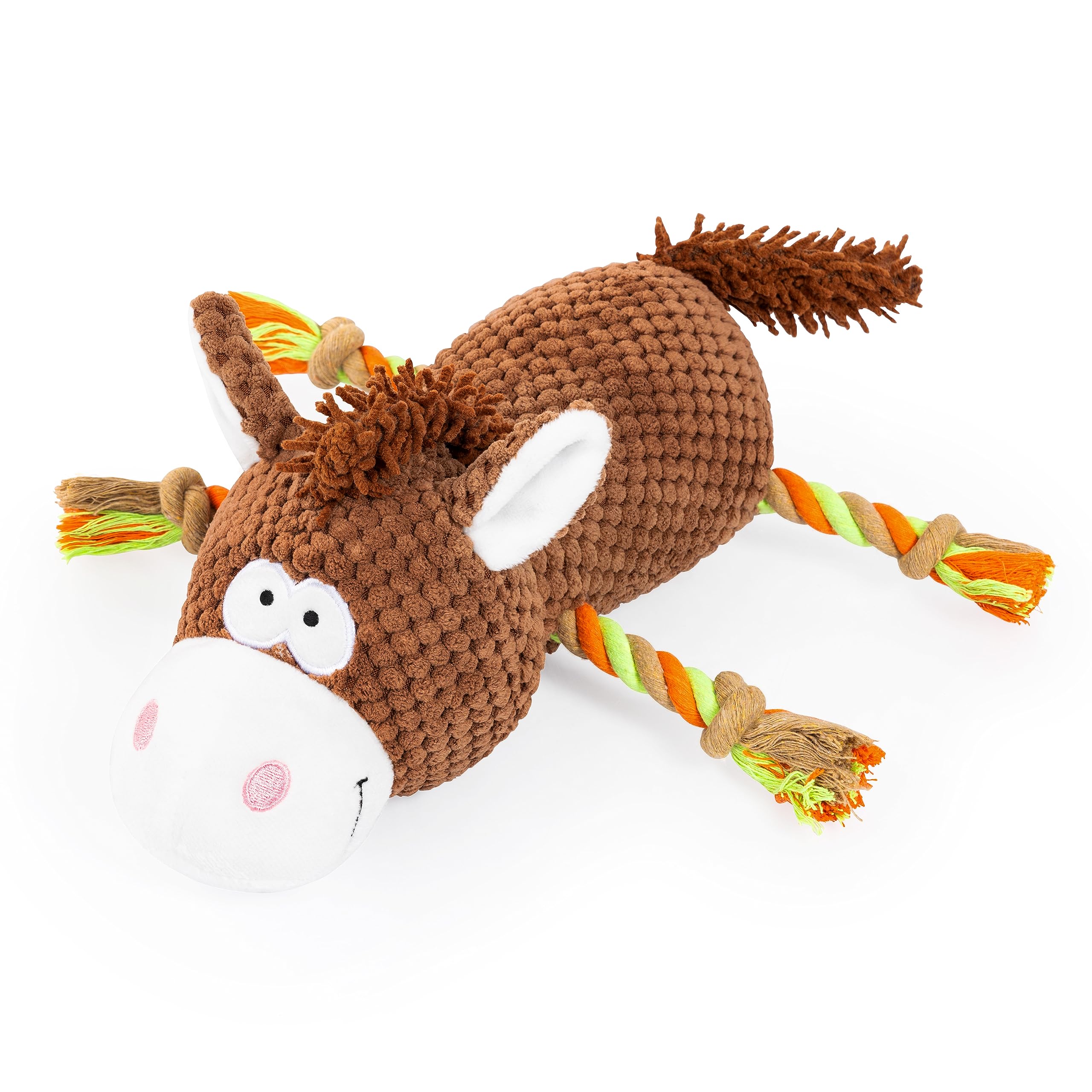 Bayer Design EDUPET 06015AA Dog toy horse plush with rope, squeaking