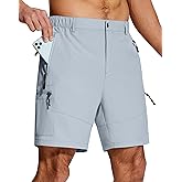 Mens Hiking Cargo Shorts 7" Inseam 6 Zipper Pockets Stretch Quick Dry Lightweight Short for Golf Casual Fishing Work