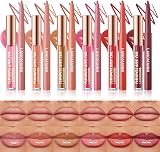HQDA 12 Pcs Hydrating Lip Oils + Lip Liner Pencil Set Nude Lip Gloss view 2