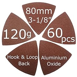 XXGO 60 Pcs 120 Grits Triangular 3-1/8 Inch 80mm