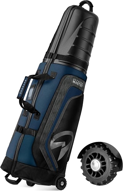 OutdoorMaster Golf Travel Bag with Wheels Hard Case Blue Upgrade Version 54"