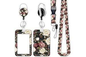 ID Badge Holder with Breakaway Lanyard, Retractable Badge Reel Card Holder, Name Tag Lanyard Vertical ID Protector Badge Clip