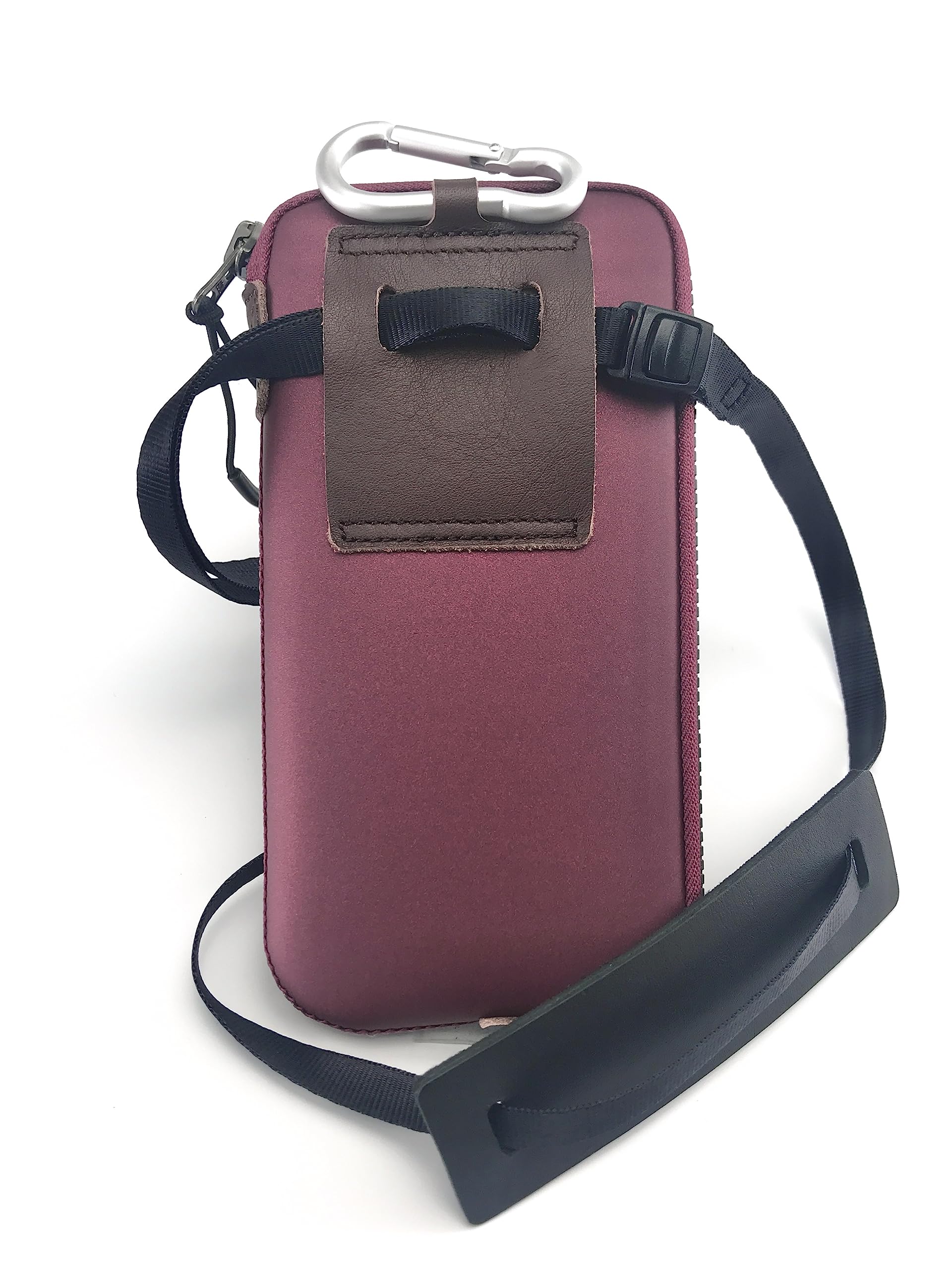 OneJoy Crossbody Phone Pouch with Clip on, Lightweight Neoprene Cell Phone Bag with Smooth Zipper, Inner Pocket & Strap, Fits Phones up to 6.7 inch [ Burgandy ]