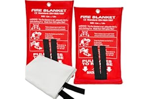 KKIKK Fire Blanket for Home Safety, 2 Pack Emergency Fire Suppression Blankets for Kitchen, 40” x 40” Fiberglass Fire Blanket (Thinner Model)
