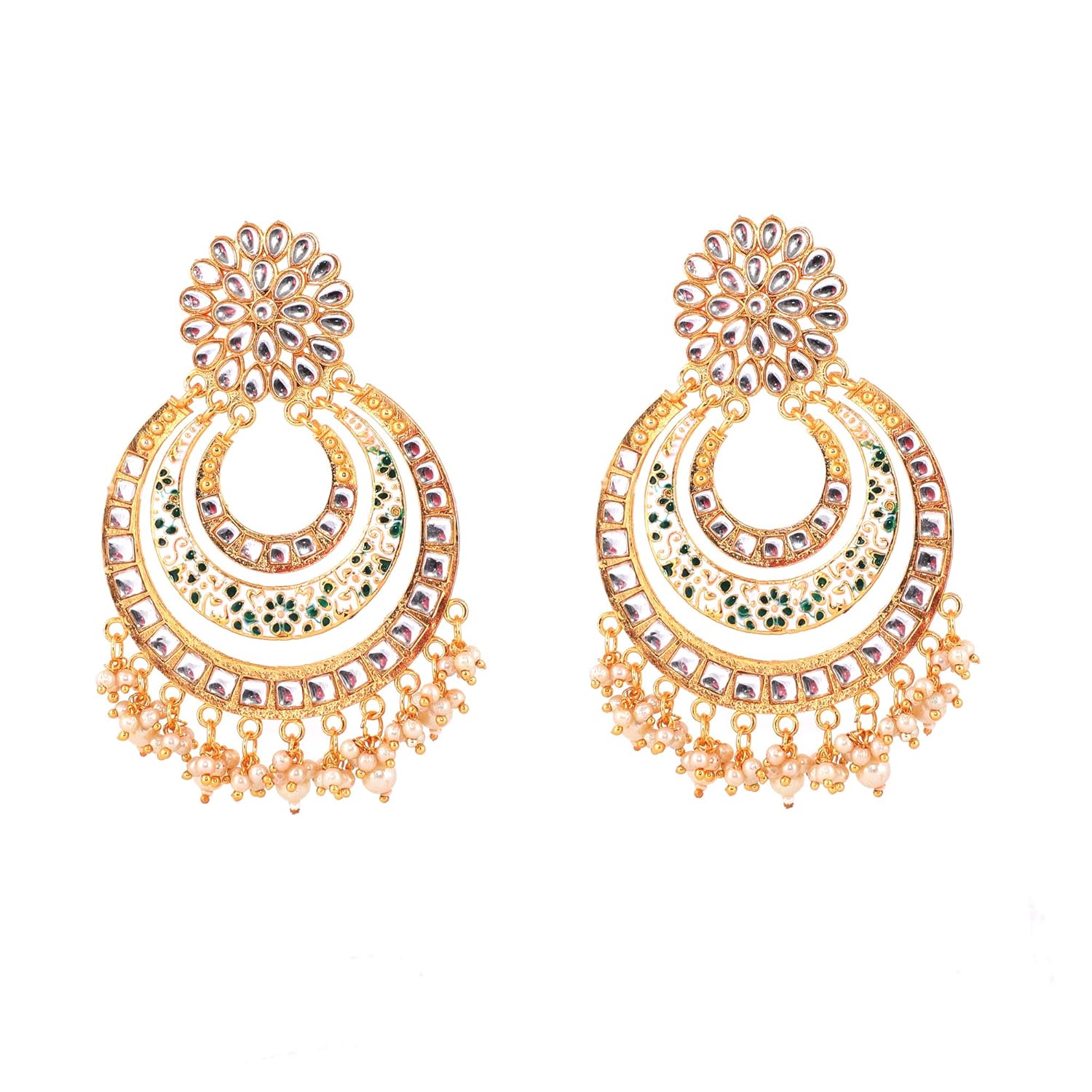 Buy IQUE Trendy Silver Chandbali Mirror Stylish Earrings For Women And