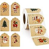 500 PCS Christmas Gift Tags Stickers, Gift Tags for Christmas Presents, Self Adhesive Xmas Tag Stickers, Xmas Name Tag Sticker, Decorative Kraft Labels Sticker for Holiday Party Supplies