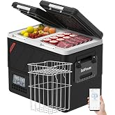 Setpower 12V Refrigerator 48QT Dual Zone Electric Cooler for Car | Dual Temp APP Control,Car Refrigerator 12V Portable Fridge for Car,SUV,Truck,RV,Camp,Travel,Road Trip,DT45 Grey