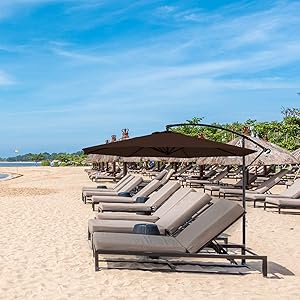 LOVE STORY 10ft Offset Umbrella Outdoor Backyard Hanging Cantilever Umbrellas with Cross Base for Outdoor Patio Garden Backyard-Coffee