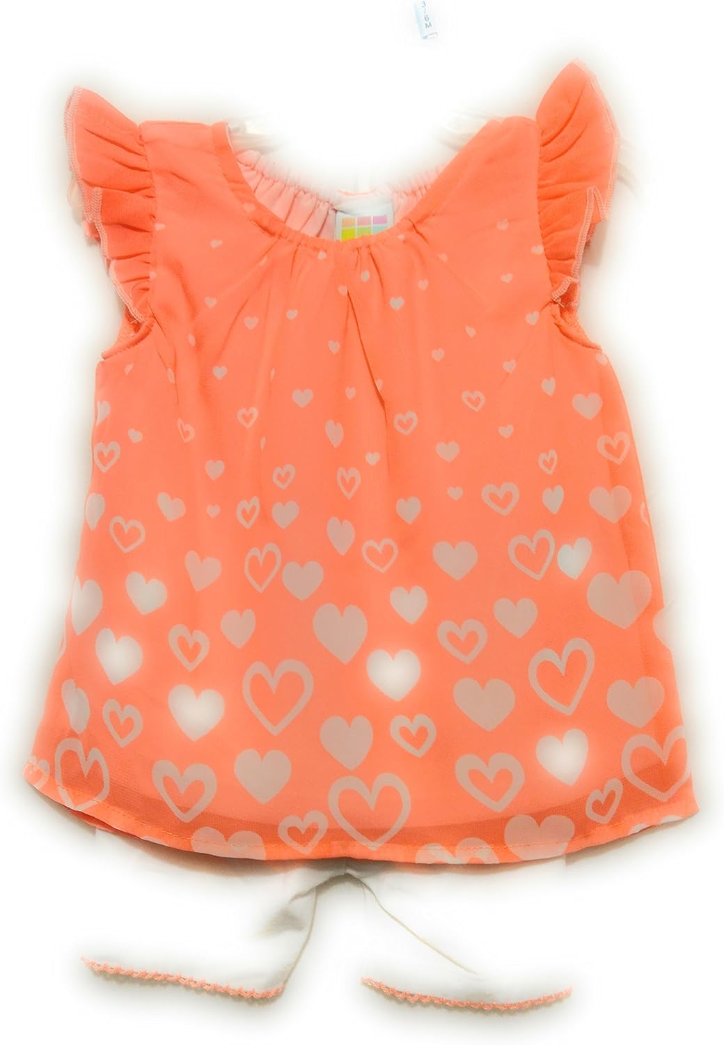 peach and white outfit