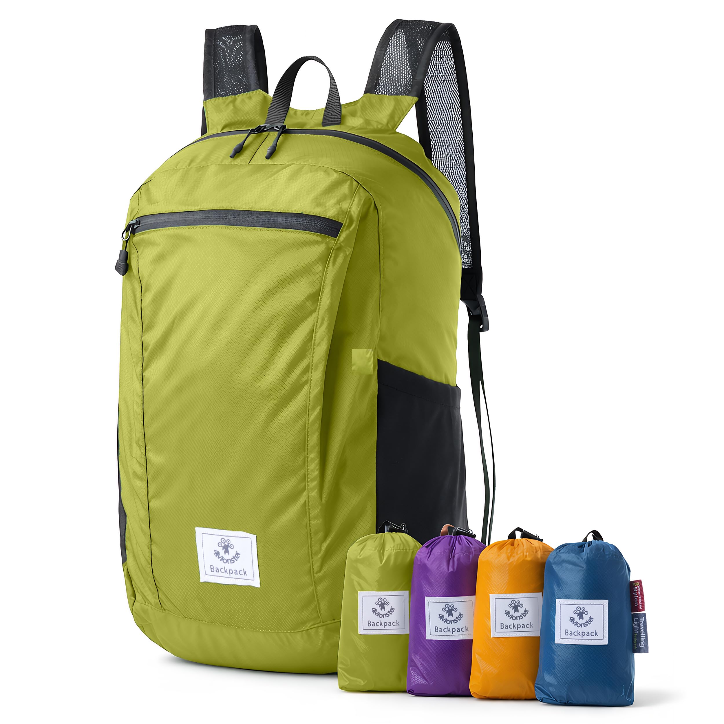4Monster Packable Backpack Ultra Lightweight, Foldable Backpack Water Resistant, Hiking Daypack for Travel Camping Outdoor, Daily Walk-around, Cycling, Sports, Excursions(Green, 16L)