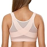 DELIMIRA Women's Front Closure Posture Wireless Back Support Full Coverage Bra