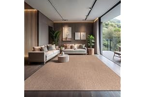 CAMILSON Easy Jute Rug 9x12, Indoor Outdoor Natural Color Farmhouse Area Rugs for Living Room Patio and Kitchen Rug, Solid Boho Woven Design, Easy-Cleaning, Washable Outside Carpet Alfombras (9 x 12)