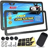 Aootf License Plate Frames Carbon Fiber- 2 Pack Black Aluminum Metal License Plate Holders Printing Carbon Fiber Pattern, 2 H