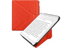 kwmobile Origami Case Compatible with Kobo Libra Colour Case - Slim PU Leather Cover with Stand - Orange