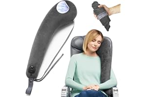 TRAVELREST All-in-One Neck & Body Pillow, Advanced Support Design, Travel Essential, Memory Foam Inserts, Inflatable, Airplane & Car Seat, Sleeping on Long Flight & Trips, Grey (Washable Velour Cover)