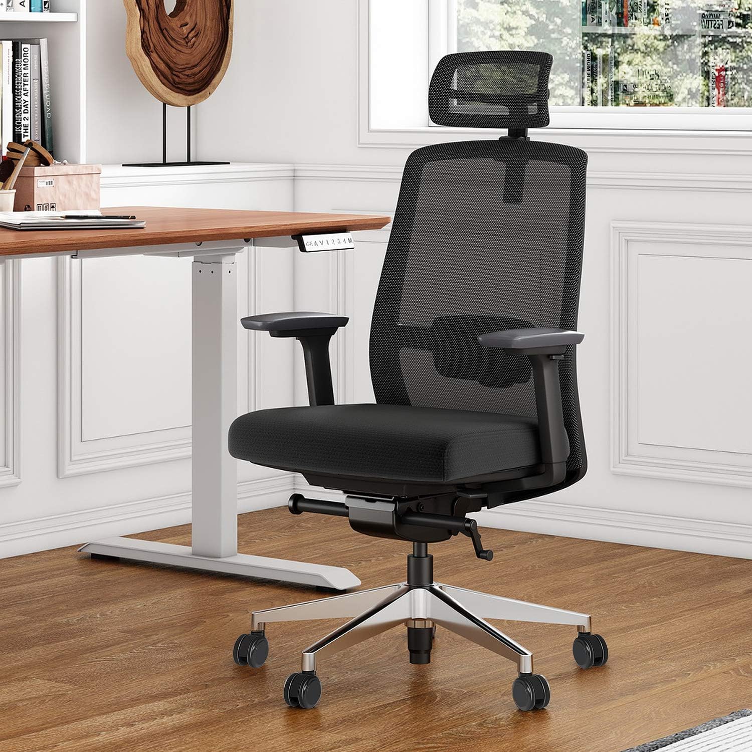 Duwinson Ergonomic Home Office Chair With 4-Way Adjustment Armrest, Mesh Computer Desk Chair