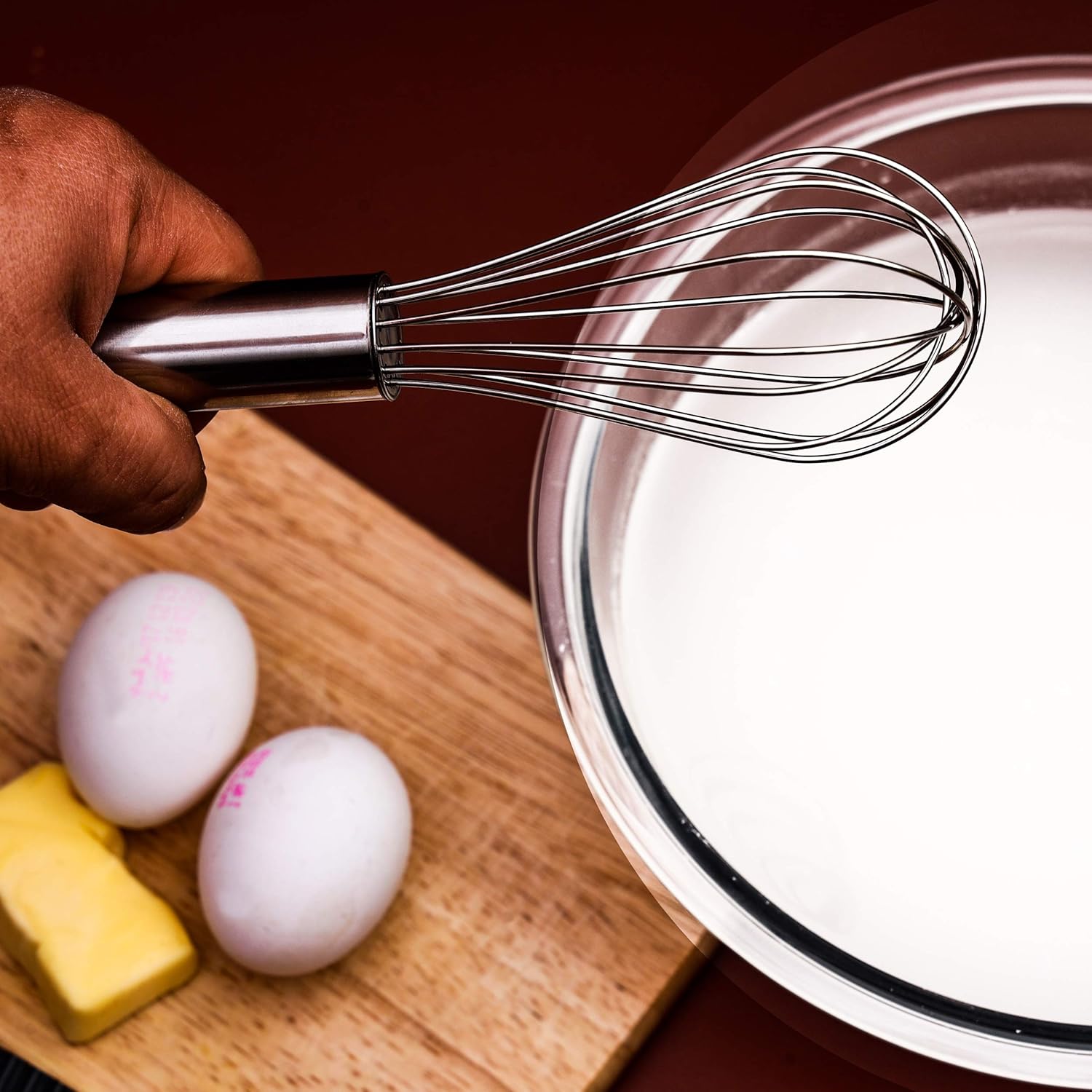 Royalford Stainless Steel Balloon Whisk Egg Frother, Milk Beater