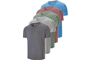 AKAWOOKO 5 Pack Men's Dry Fit T Shirts Athletic Running Gym Workout Short Sleeve Tee Shirts for Men