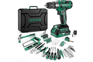 Drill Tool Kit Set: 20V Cordless Power Drill Tool Box with Battery Electric Drill Driver for Women and Men Home Hand Repair B